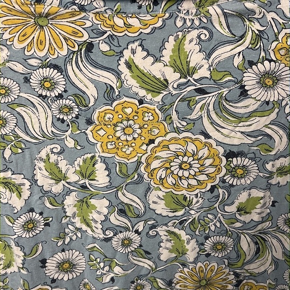 Anthropologie Floral Blue Yellow Women's Button Down Shirt MD long sleeve - Picture 9 of 11